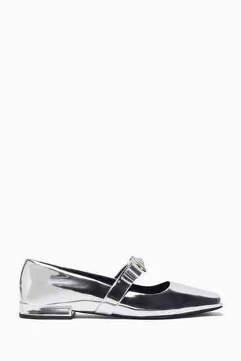 Gianni Ballerina Flats in Metallic Leather