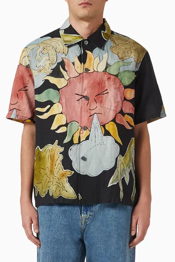 Box Shirt in Linen-cotton Blend