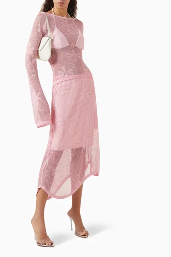 Claudia Crochet Midi Skirt in Organic Cotton-blend