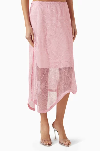 Claudia Crochet Midi Skirt in Organic Cotton-blend