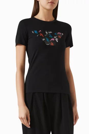 Eagle Pattern T-shirt in Stretch Jersey