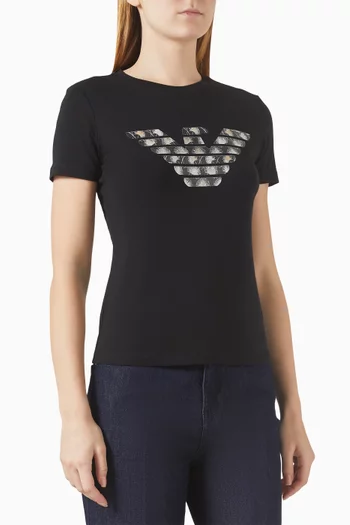 Eagle Logo-print T-shirt in Stretch Jersey