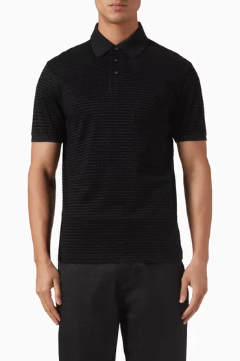 Flocked Logo Polo Shirt in Lyocell-blend