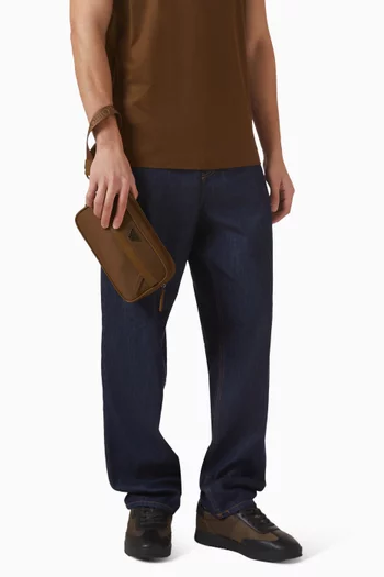 حقيبة مستحضرات العناية الشخصية بشعار الماركة والنسر نايلون