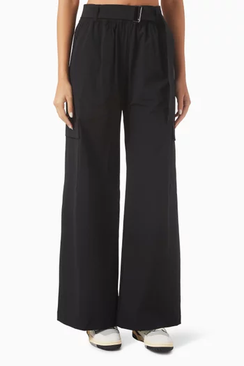 x Mona Kattan Ava Wide-leg Pants in Stretch-nylon