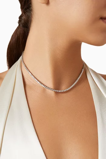 Bezel Tennis Necklace in Sterling Silver