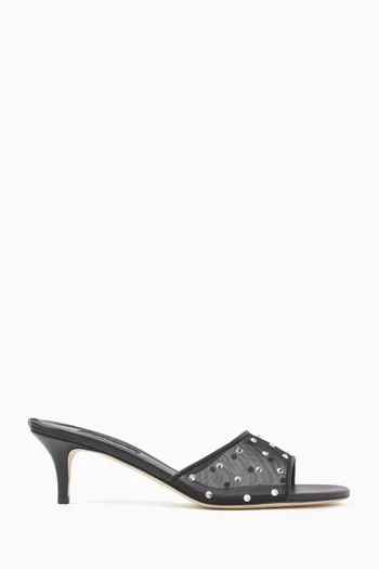 Perry 50 Embellished Mule Sandals in Mesh