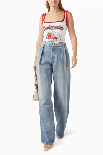 High-waisted Pleated Jeans in Denim