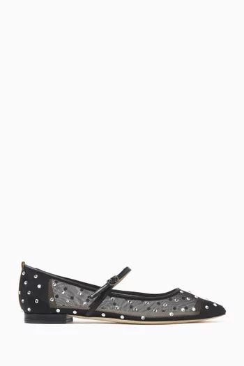 Keely Embellished Ballet Flats in Mesh