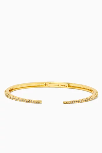 CZ Pavé Pointed Bangle in 14kt Gold-plated Brass