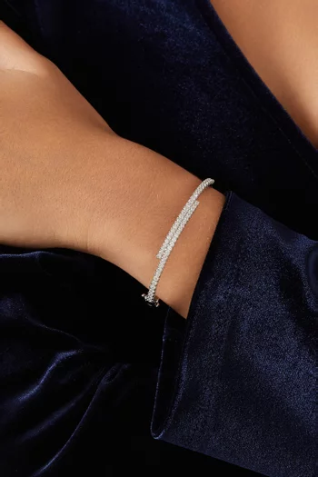 Overlapping Open Bangle in Rhodium-plated Brass