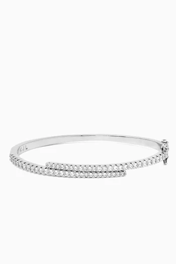 Overlapping Open Bangle in Rhodium-plated Brass