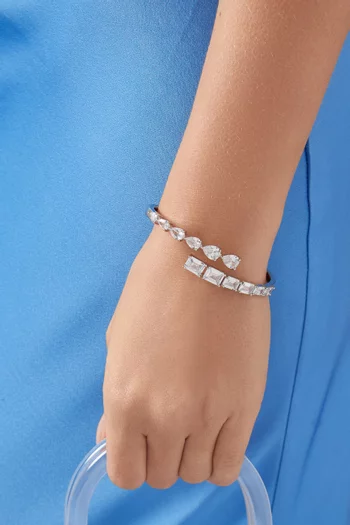 Overlapping Open Bangle in Rhodium-plated Brass