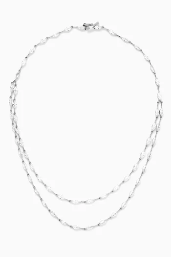 Marquis Layered Bar Necklace in Rhodium-plated Brass