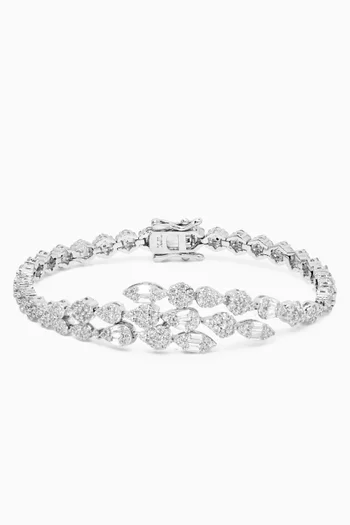 CZ Pear Overlap Bracelet in Rhodium-plated Brass