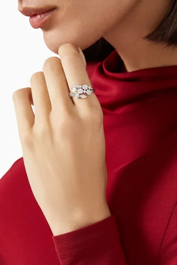 Pear Bypass Ring in Rhodium-plated Brass