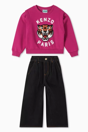 Embroidered Sweatshirt in Cotton Blend