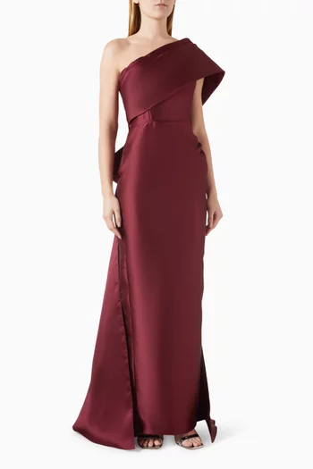 One-shoulder Bow Gown