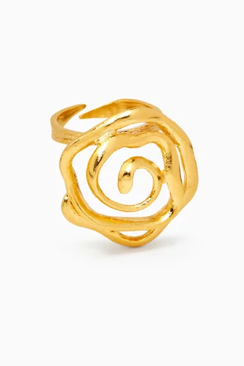 Floral Vortex Ring in 24kt Gold-plated Brass