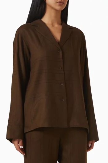 Monogram Flannel Pyjama Top in Modal