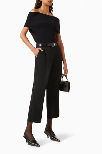 Pleated Straight-leg Pants in Interlock Twill