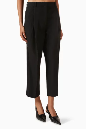 Pleated Straight-leg Pants in Interlock Twill