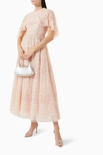 Sequin-embellished Cape Gown in Tulle