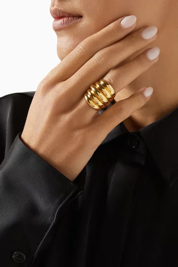 Ribbed Ring in 22kt Gold-plated Brass