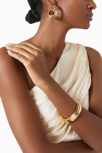 Ribbed Bangle in 22kt Gold-plated Brass