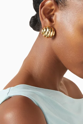 Ripple Clip Earrings in 22kt Gold-plated Brass