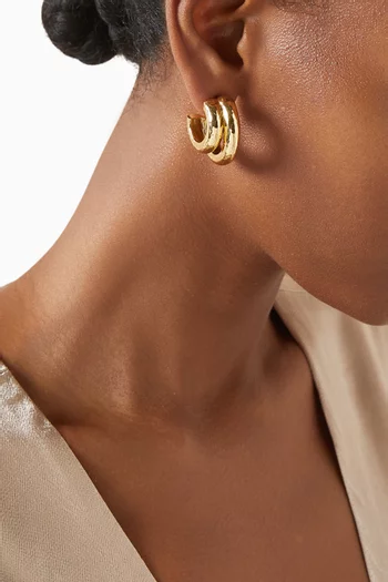 Double Hoop Earrings in 22kt Gold-plated Brass