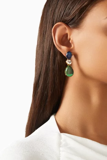 أقراط دون مرصعة بالكوارتز نحاس مطلي ذهب عيار 22