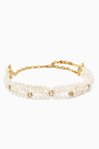 قلادة اويكن مزينة باللؤلؤ نحاس مطلي ذهب عيار 22