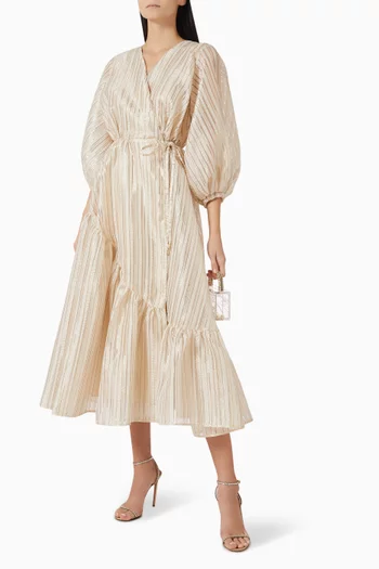 Asymmetric Frill Wrap Dress