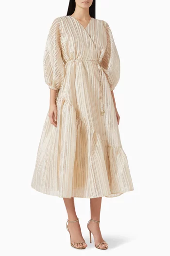 Asymmetric Frill Wrap Dress