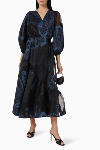 Asymmetric Frill Wrap Dress