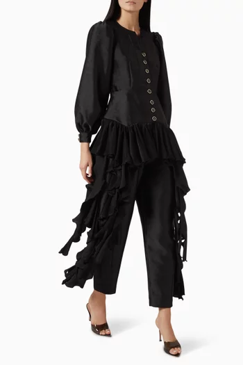 Puff-sleeve Peplum Top
