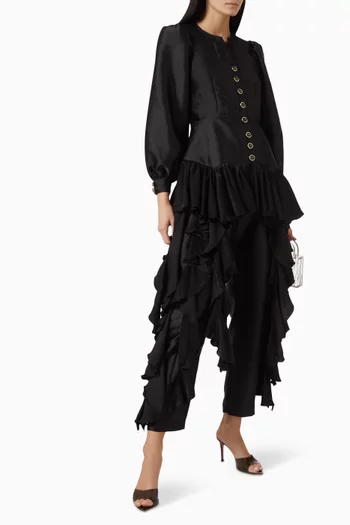 Frill Slim-fit Pants