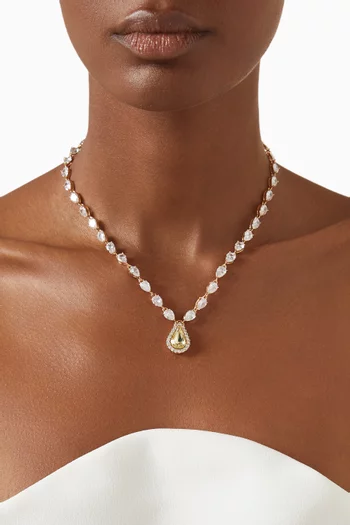 Crystal Pendant Necklace in Gold-plated Brass