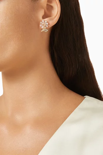 Daisy Crystal Stud Earrings in Gold-plated Brass