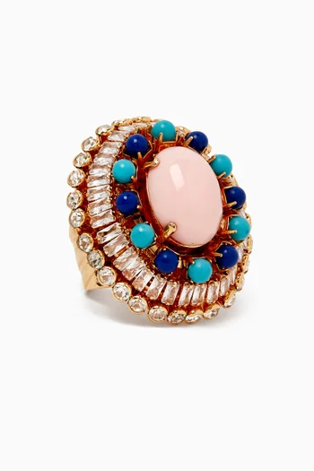 Crystal Cluster Ring in Gold-plated Brass