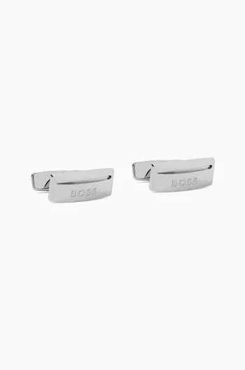 Logo-engraved Cufflinks & Tie Clip Set