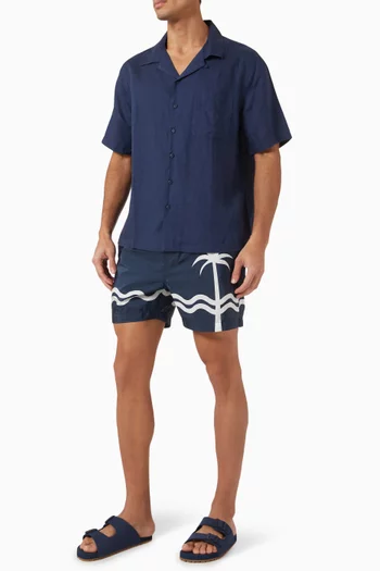 Palm-print 5" Swim Shorts
