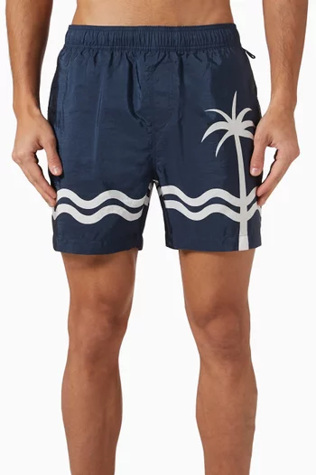 Palm-print 5" Swim Shorts