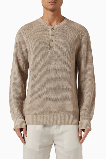 Henley Sweater in Linen-knit