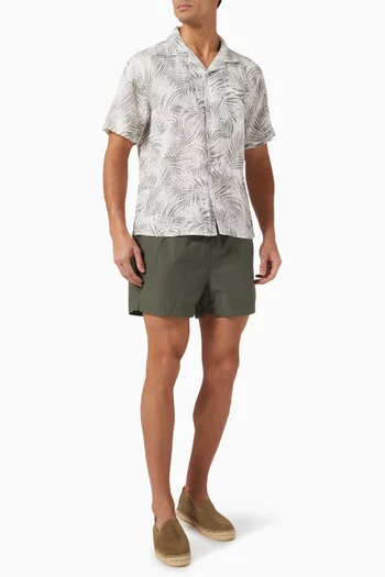 Printed Vacation Shirt in Linen-blend