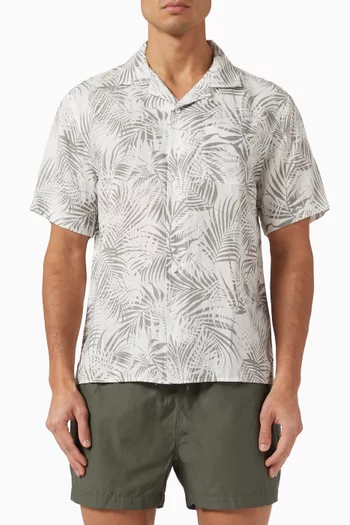 Printed Vacation Shirt in Linen-blend