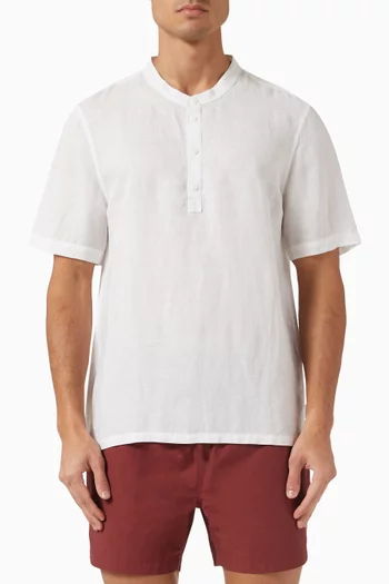 Home Henley T-shirt in Linen-blend