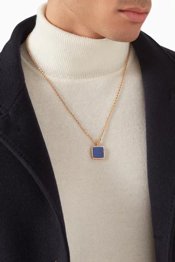 Square Lapis Amulet Necklace in 24kt Gold-plated Silver