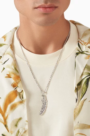 Piuma Feather Pendant Necklace in Sterling Silver